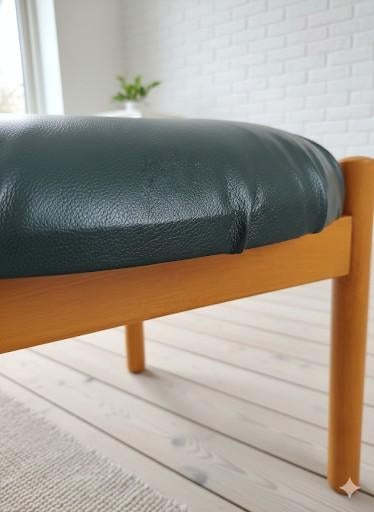 Vintage poef voetenbankje krukje Mid century jaren 60, Minder dan 50 cm, Mid century, Hout, Rond