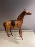 Vintage paard van leer met glazen ogen, Antiek en Kunst, Ophalen of Verzenden