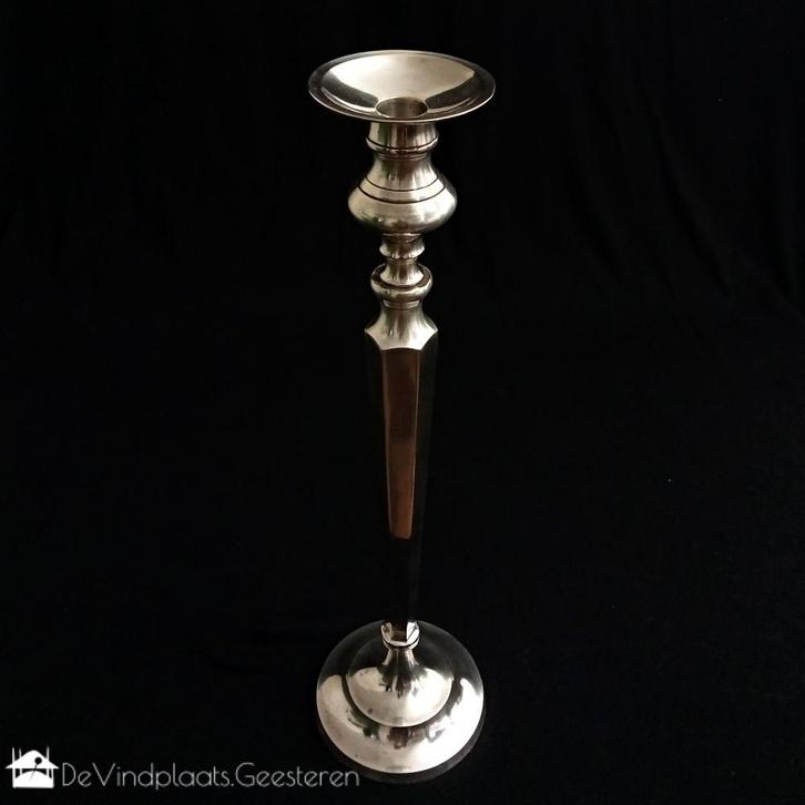 Luxe grote kandelaar zilvertin, Antiek en Kunst, Antiek | Kandelaars, Overige materialen, Ophalen of Verzenden