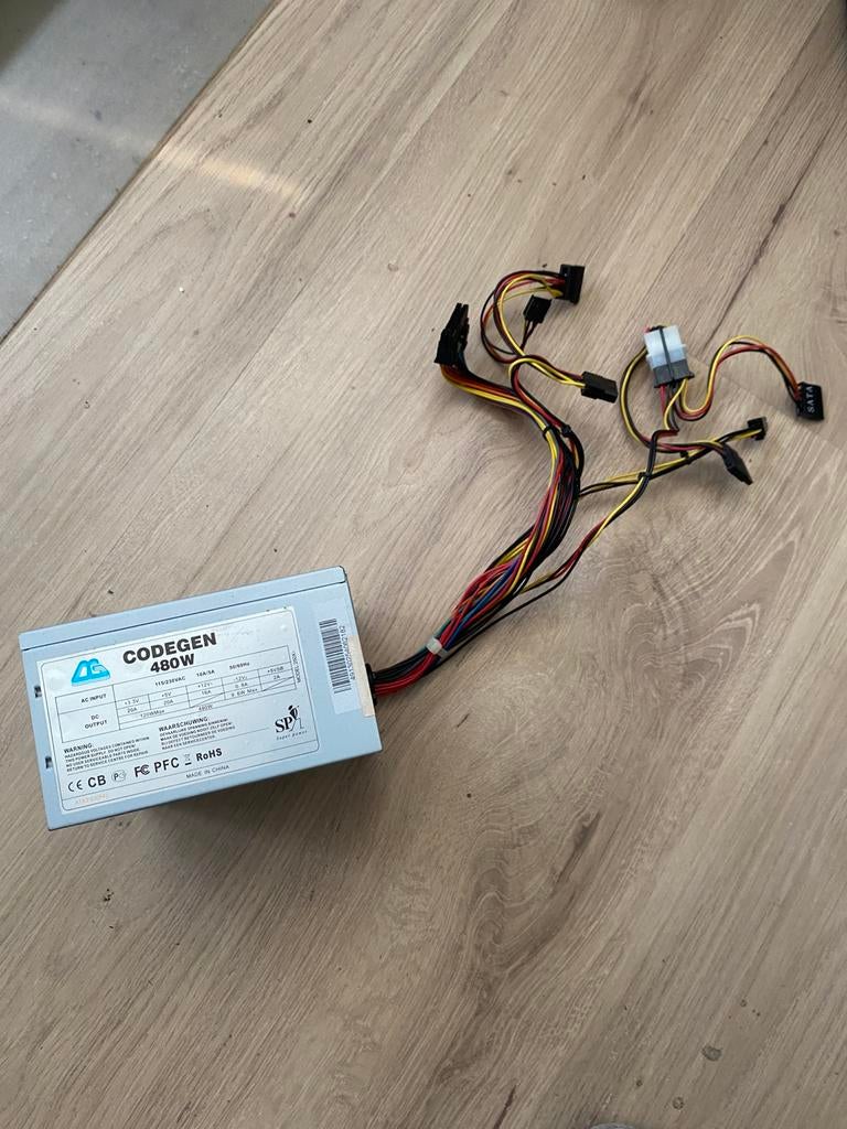 Codegen 480W voeding, Computers en Software, Interne voedingen, Ophalen of Verzenden, Zo goed als nieuw