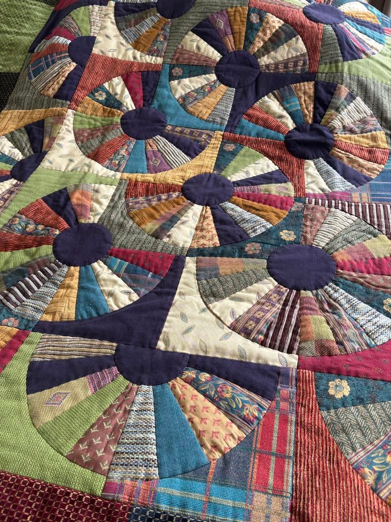 Handgemaakt quiltkleed van meubelstoffen - Robuust en Nieuw, Ophalen, Bruin, 150 tot 200 cm, Rechthoekig