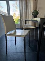 6 Wit leren eetkamerstoelen, Huis en Inrichting, Stoelen, Ophalen, Gebruikt, Wit, Leer