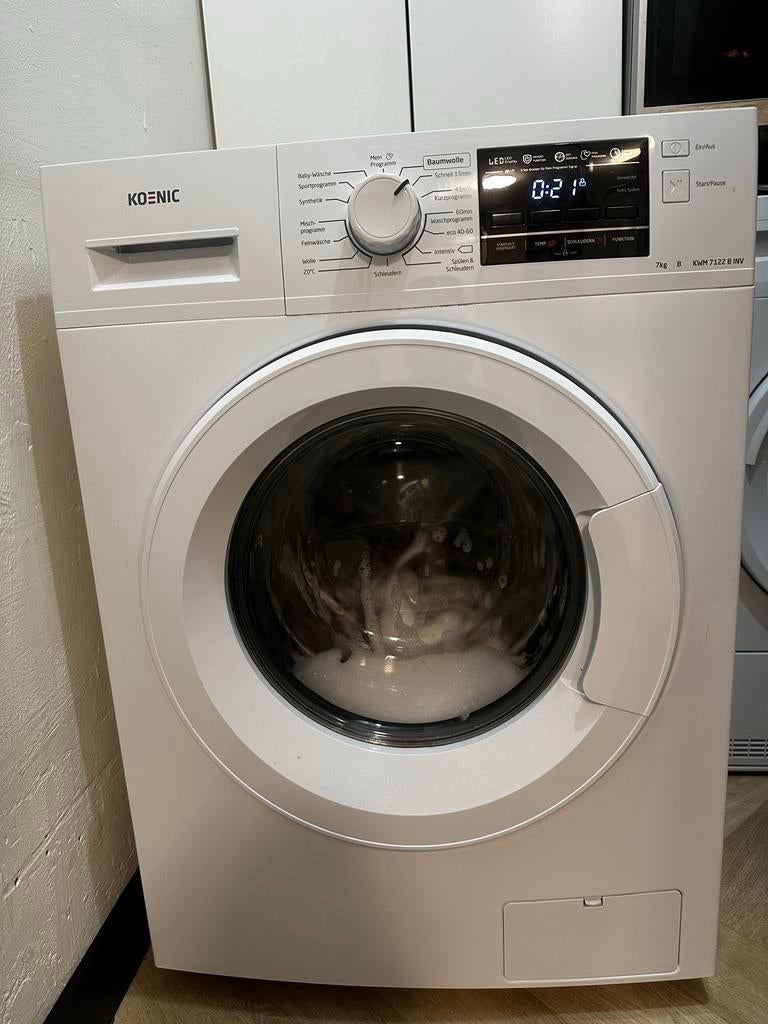 Koenic KWM 7122 B INV Wasmachine - 7kg, Voorlader, Ophalen, Zo goed als nieuw, Voorlader, Kort programma