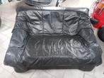 Comfortabele Lederen 2-zits Bank - Zwart, Gebruikt, 150 tot 200 cm, Tweepersoons, Ophalen of Verzenden