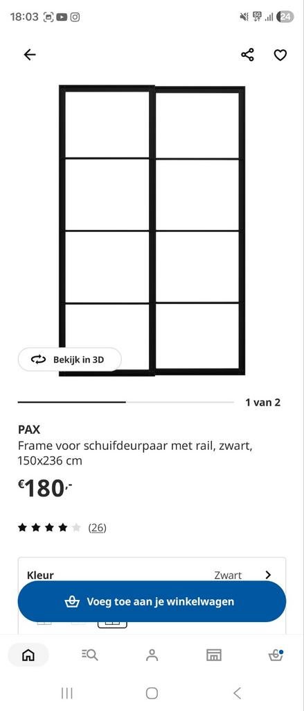 Ikea pax spiegel schuifdeuren auli 150x236, Ophalen of Verzenden, Zo goed als nieuw, 50 tot 100 cm, 200 cm of meer