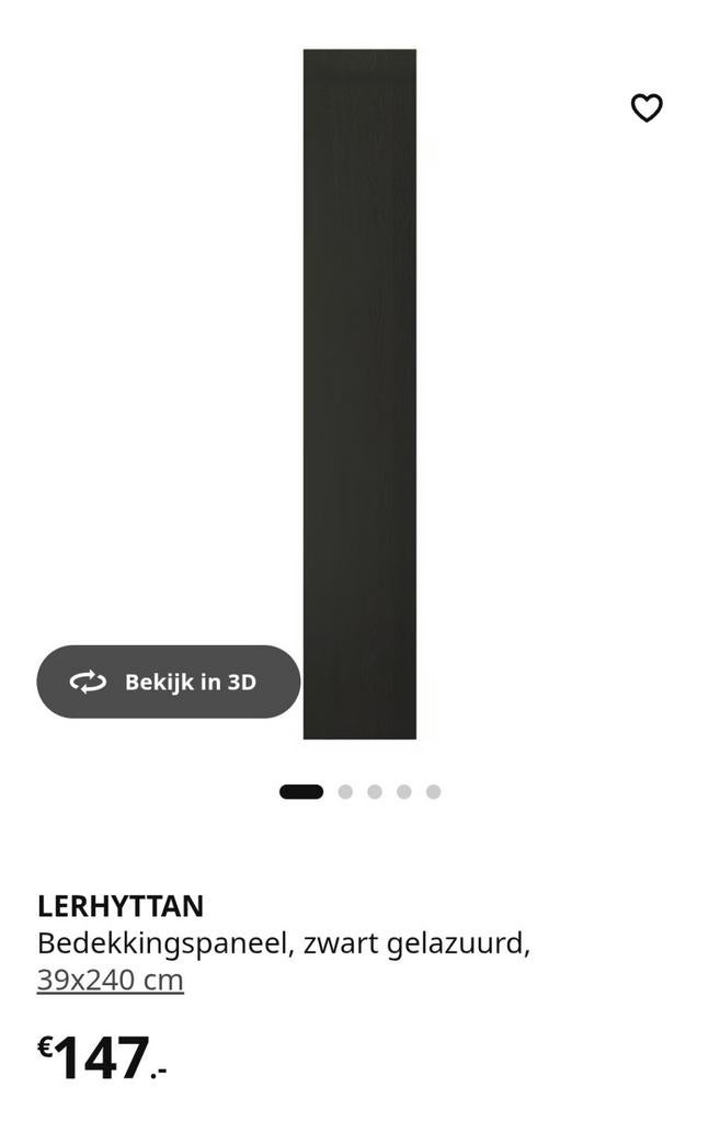 Bedekkingspaneel Lerhyttan zwart geglazuurd 39x240, Ophalen