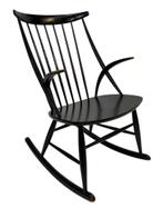 Vintage Illum Wikkelso schommelstoel Deens design, Gebruikt, Vintage Design, Hout, Ophalen