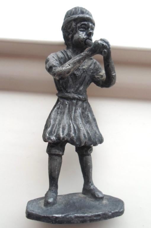 Tinnen beeld Fluitspeler., Ophalen of Verzenden