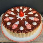 Mooie taartschaal met deksel - Chocolade Aardbeien, Ophalen of Verzenden