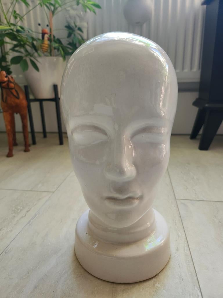 Vintage keramieken hoofd - Mannequin hoofd, Ophalen, Vintage, Gebruikt, Wit