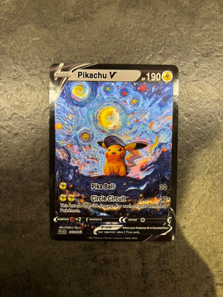 Pikachu V Starry Night Custom kaart, Ophalen of Verzenden, Nieuw, Losse kaart, Foil