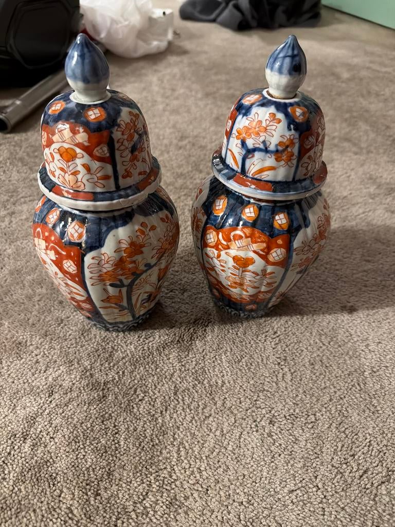 Set van 2 Antieke Imari Gemberpotten met Deksel, Antiek en Kunst, Ophalen of Verzenden