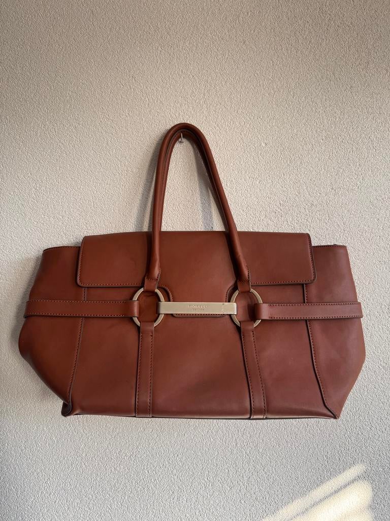 Fiorelli cognac bruine tote schouder tas met flap, Shopper, Fiorelli, Ophalen of Verzenden, Zo goed als nieuw