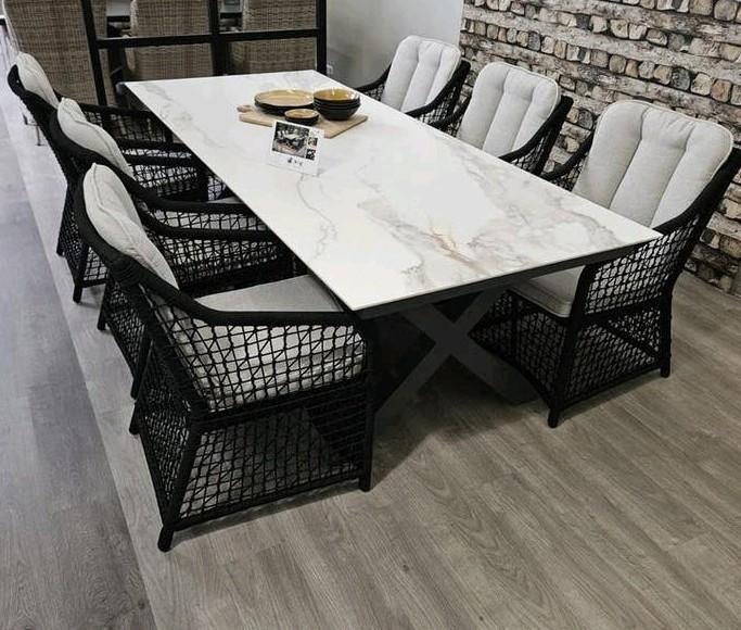 SUPER MOOIE TUINSET MET KERAMIEK CENTOSTONE TAFELBLAD, Tuin en Terras, Tuinmeubel-accessoires, Nieuw, Ophalen