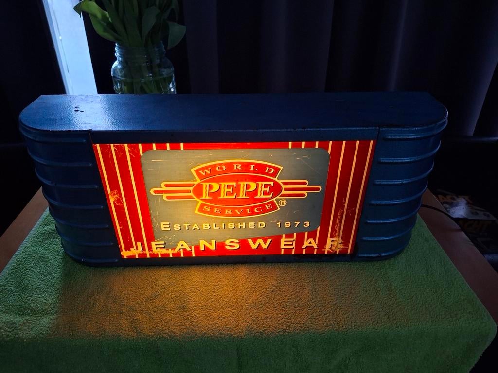 Vintage Pepe Jeans Lichtbak Reclamebord, Antiek en Kunst, Ophalen