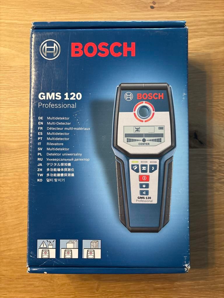 Bosch GMS 120 Professional Multidetector, Doe-het-zelf en Verbouw, Meetapparatuur, Ophalen of Verzenden, Zo goed als nieuw, Overige meters