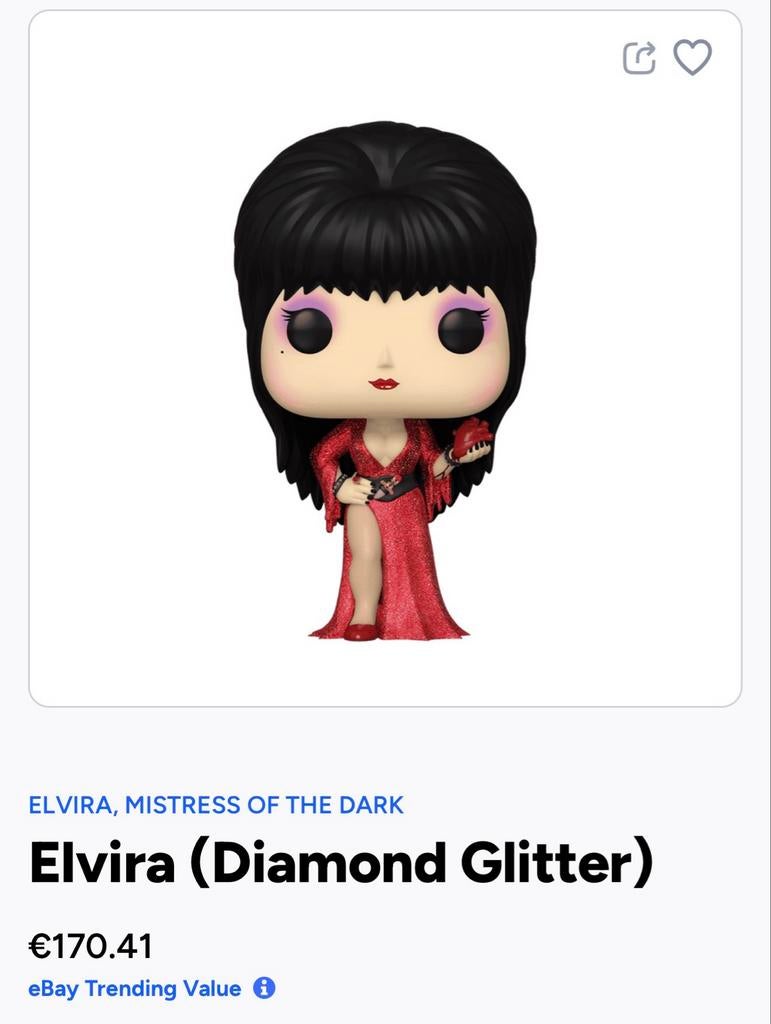 Funko Pop Elvira Diamond Glitter, Ophalen of Verzenden, Zo goed als nieuw