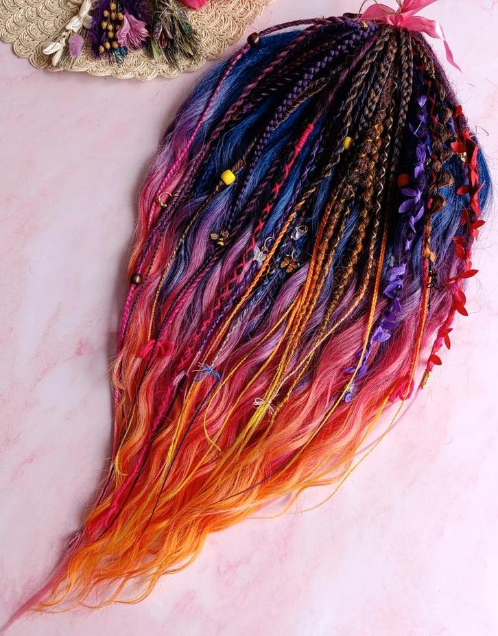 Dreadlocks sunset set, Sieraden, Tassen en Uiterlijk, Uiterlijk | Haarverzorging, Nieuw, Pruik of Haarverlenging, Ophalen of Verzenden