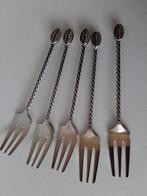 5 oude koffieboon vorkjes gebakvorkjes (476), Ophalen of Verzenden, Zo goed als nieuw, Rvs of Chroom