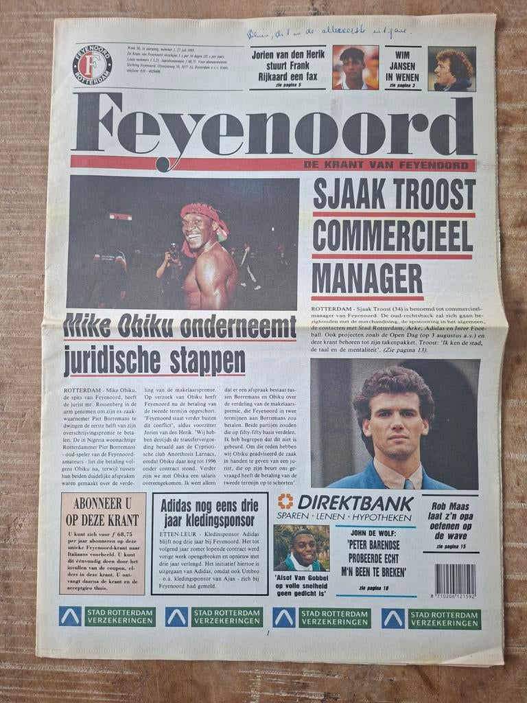 Feyenoord Krant 1993 - Eerste Uitgave, Verzamelen, Ophalen of Verzenden, Feyenoord