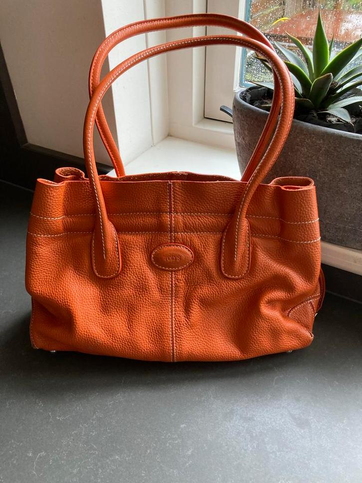 Tod's D-Bag Handtas Oranje Korrelig Leer, Sieraden, Tassen en Uiterlijk, Tassen | Damestassen, Zo goed als nieuw, Handtas, Oranje