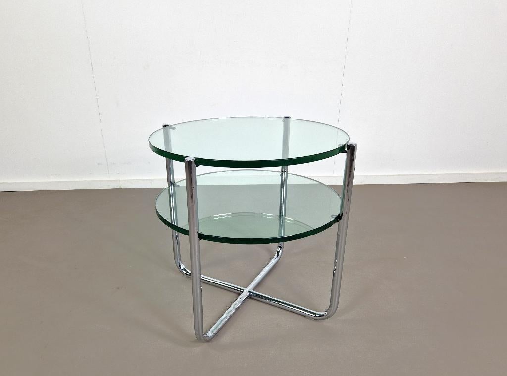 Dutch Originals Gispen | GT 425 Bijzettafel, Minder dan 55 cm, Gebruikt, -, Gispen, Dutch originals, bijzettafel, chrome, bauhaus, glas