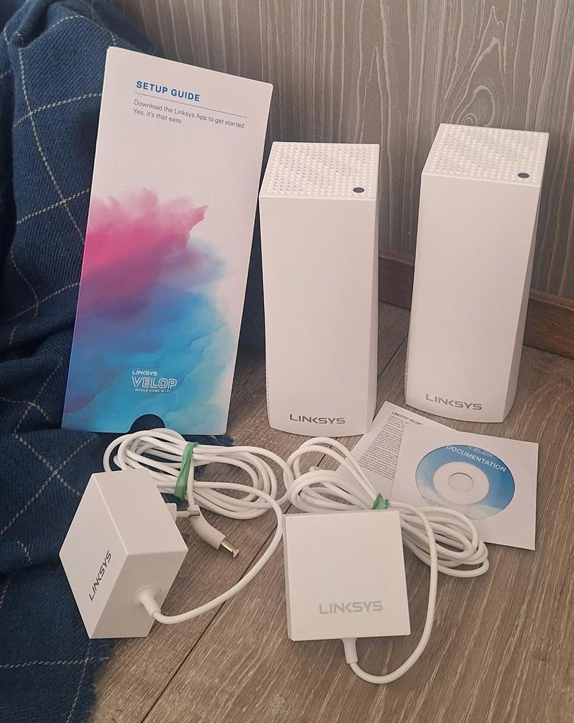 2x Linksys Velop WHW03 Mesh WiFi Lan internet set app router, Ophalen of Verzenden, Gebruikt, Router, Linksys
