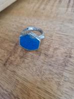 Tibetaans zilveren ring maat 19. Met Lapis., Ophalen of Verzenden, Zilver, Ring, Met edelsteen