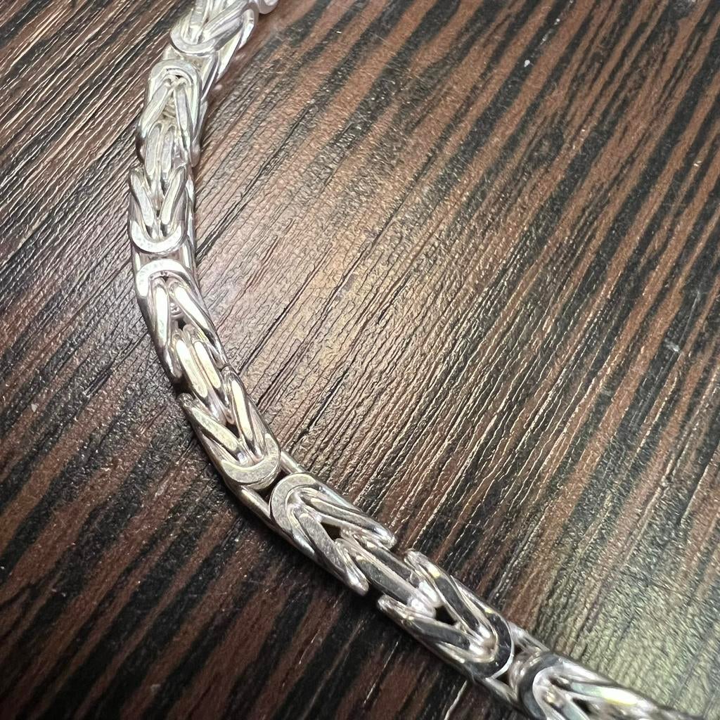 Zilveren armband koningsschakel massief 925 italy, Ophalen of Verzenden, Zo goed als nieuw, Goud