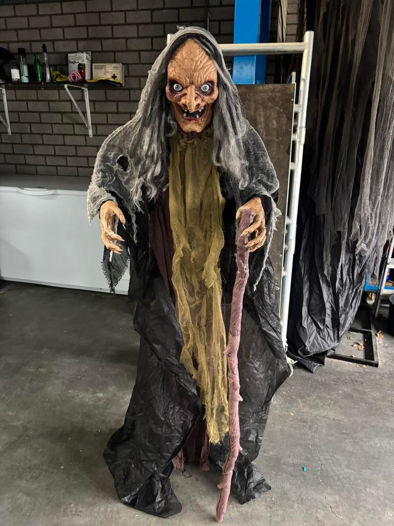 Halloween heks en geest animatronic, Ophalen of Verzenden, Zo goed als nieuw, Halloween of Griezel