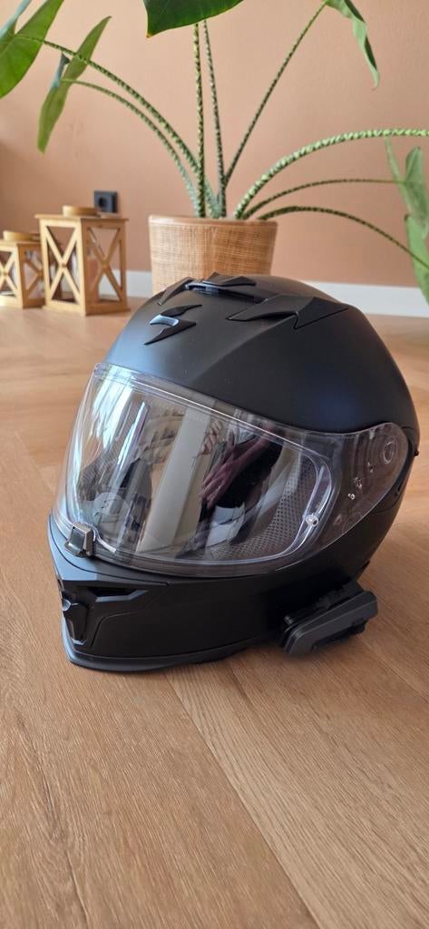 Zwarte Scorpion motorhelm incl cardo packtalk edge, M, Dames, Integraalhelm, Tweedehands