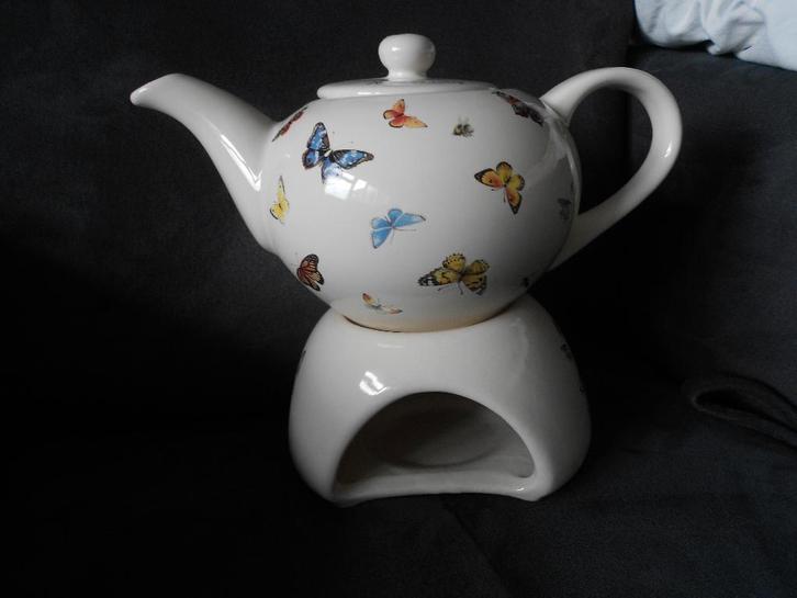 JBS Douwe Egberts Heideblauwtje Theepot en Warmer Set, Huis en Inrichting, Keuken | Servies, Gebruikt, Overige typen, Overige stijlen