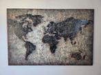 3D Metalen Wereldkaart Schilderij Zwart/Grijs 80x120 cm, Ophalen