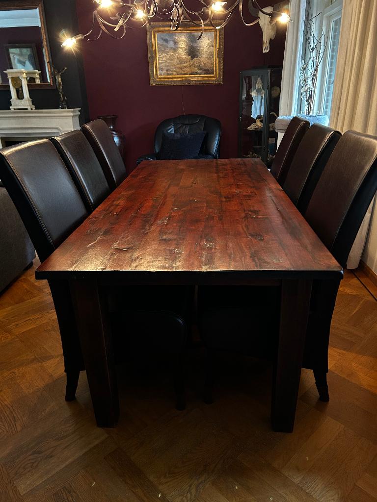 Eettafel, Huis en Inrichting, Ophalen, Koloniaal, Teakhout, 200 cm of meer