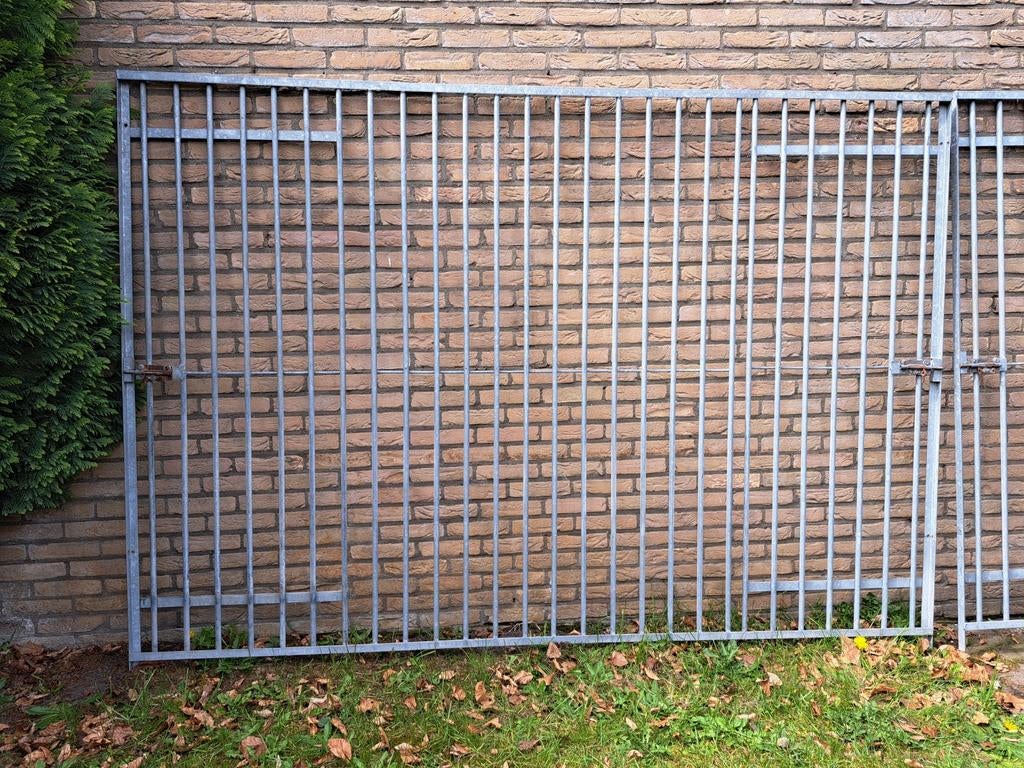 2 x gegalvaniseerd hekwerk / kenneldeel met poorten, Tuin en Terras, Tuinhekken en Hekwerk, Ophalen, Gebruikt, IJzer, Sierhekwerk
