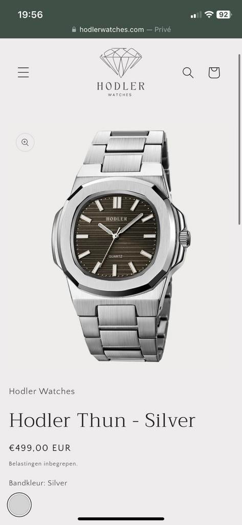 NIEUW! dure HODLER THUN twv €500,00 zilveren horloge, Sieraden, Tassen en Uiterlijk, Horloges | Heren, Overige merken, Staal, Polshorloge