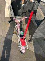 Roze kinderfiets met duwstang en mandje, Fietsen en Brommers, Fietsen | Kinderfietsjes, Ophalen of Verzenden, Gebruikt, Minder dan 16 inch