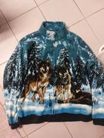Fleece vest blauw met wolven print Vintage, Blauw, Ophalen of Verzenden, Zo goed als nieuw, Maat 56/58 (XL)