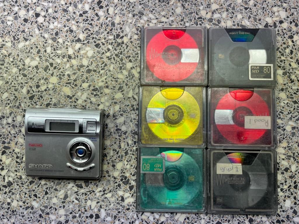 Sharp NetMD MD-DR410H Minidisc Recorder met 6 MD's, Ophalen of Verzenden, Minidisc-recorder
