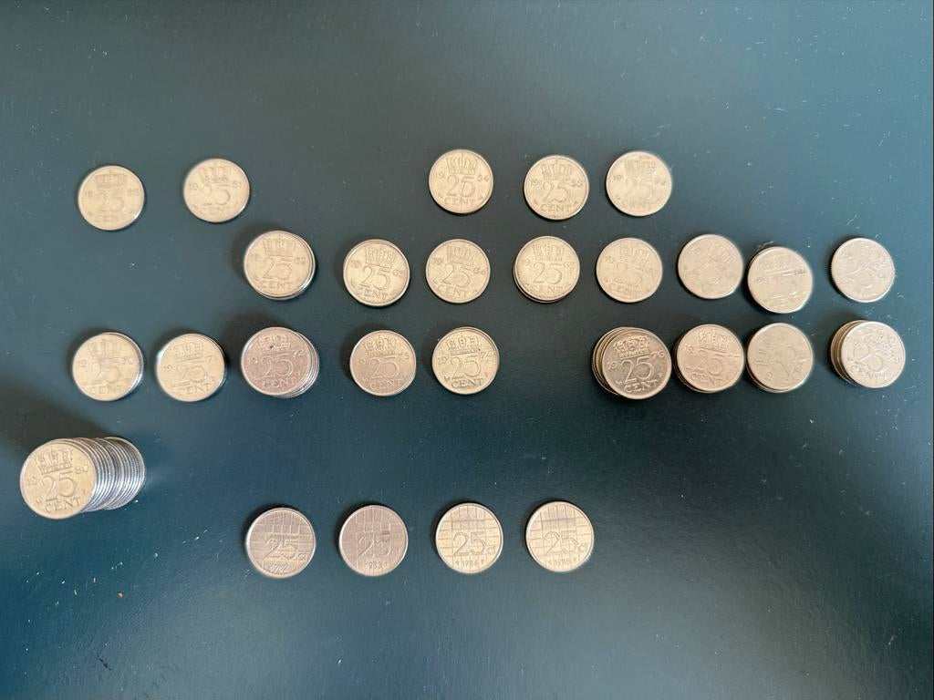Diverse Kwartjes - 1950 - 1985, Ophalen of Verzenden, Koningin Juliana, 25 cent, Setje