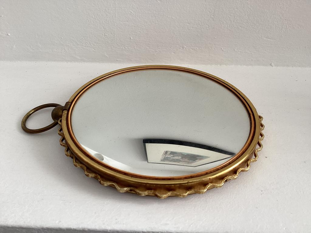 Spiegeltje rond antiek, Minder dan 50 cm, Rond, Ophalen of Verzenden, Zo goed als nieuw