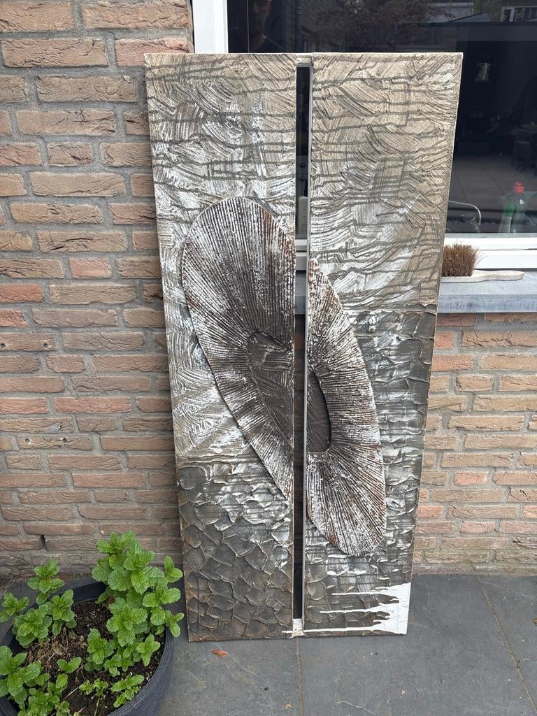 Decoratie wandpaneel, handgemaakt, Huis en Inrichting, Woonaccessoires | Wanddecoraties, Gebruikt, Hout, Meerkleurig, Ophalen of Verzenden