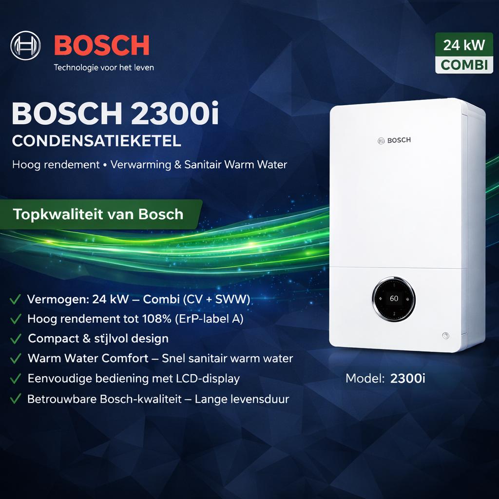 Bosch 2300i 24 kW, Gebruikt, Hoog rendement (Hr), Cv-ketel of Combi-ketel, Minder dan 60 cm