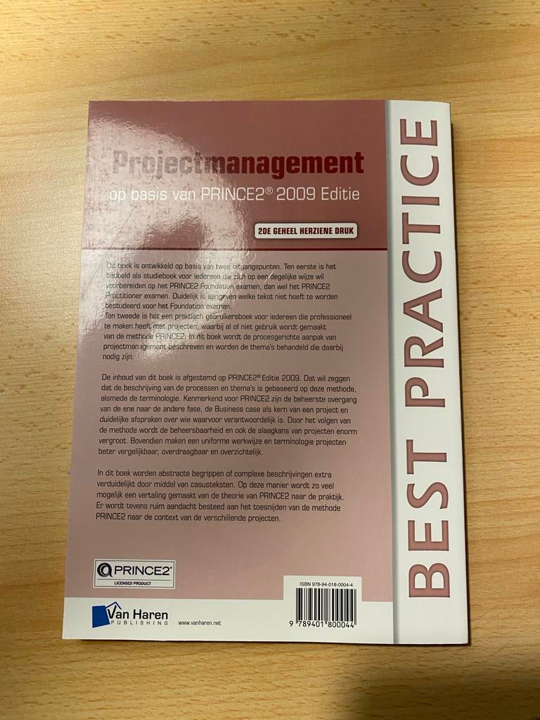 Projectmanagement op basis van PRINCE2 2009 Editie, Boeken, Economie, Management en Marketing, Zo goed als nieuw, Management, Ophalen of Verzenden