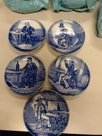 Vintage Blauw Delfts Aardewerk Bordjes - Set van 5, Ophalen of Verzenden