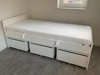 IKEA eenpersoonsbed SLÄKT 90x200 cm incl lades matras etc, Ophalen, 90 cm, Eenpersoons, Wit