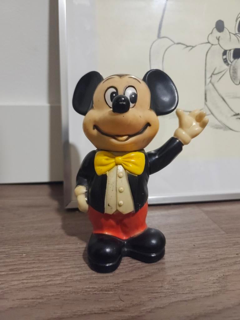 Vintage Mickey Mouse Spaarpot - Walt Disney Productions, Ophalen, Gebruikt, Kunststof, Strip- of Tekenfilmfiguur