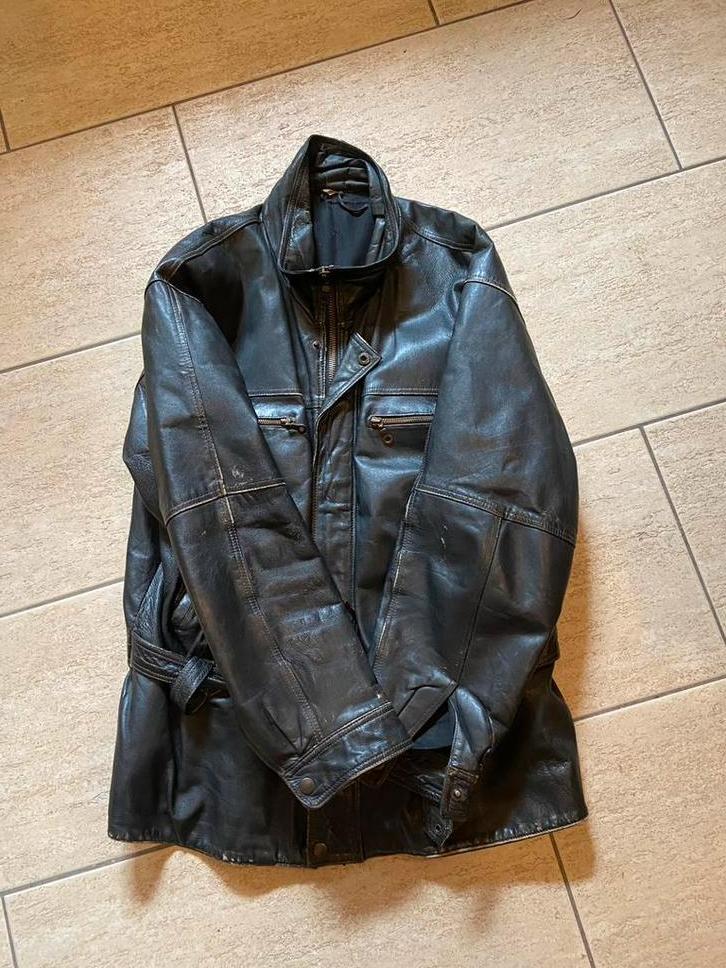 Leren jas XL zwart gebruikt oto 63 lengte 77, Ophalen of Verzenden, Gedragen, Maat 56/58 (XL), Zwart