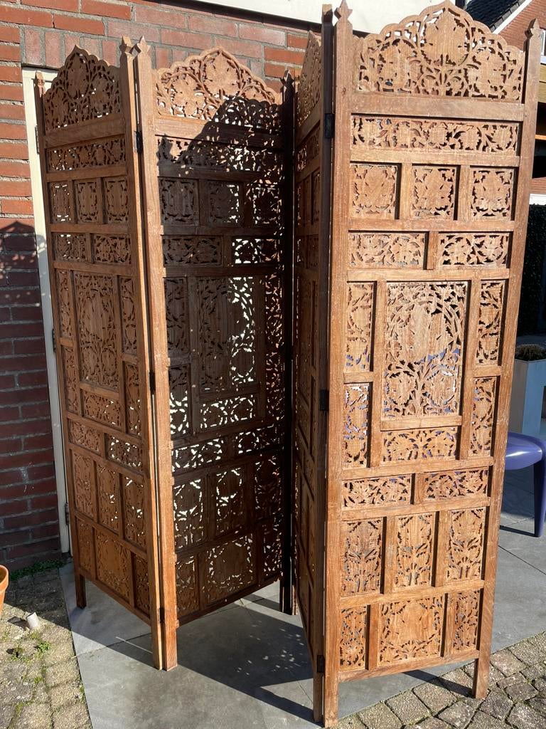 Prachtig Indiaas handgesneden kamerscherm / roomdivider, Huis en Inrichting, Woonaccessoires | Kamerschermen, Ophalen, Gebruikt