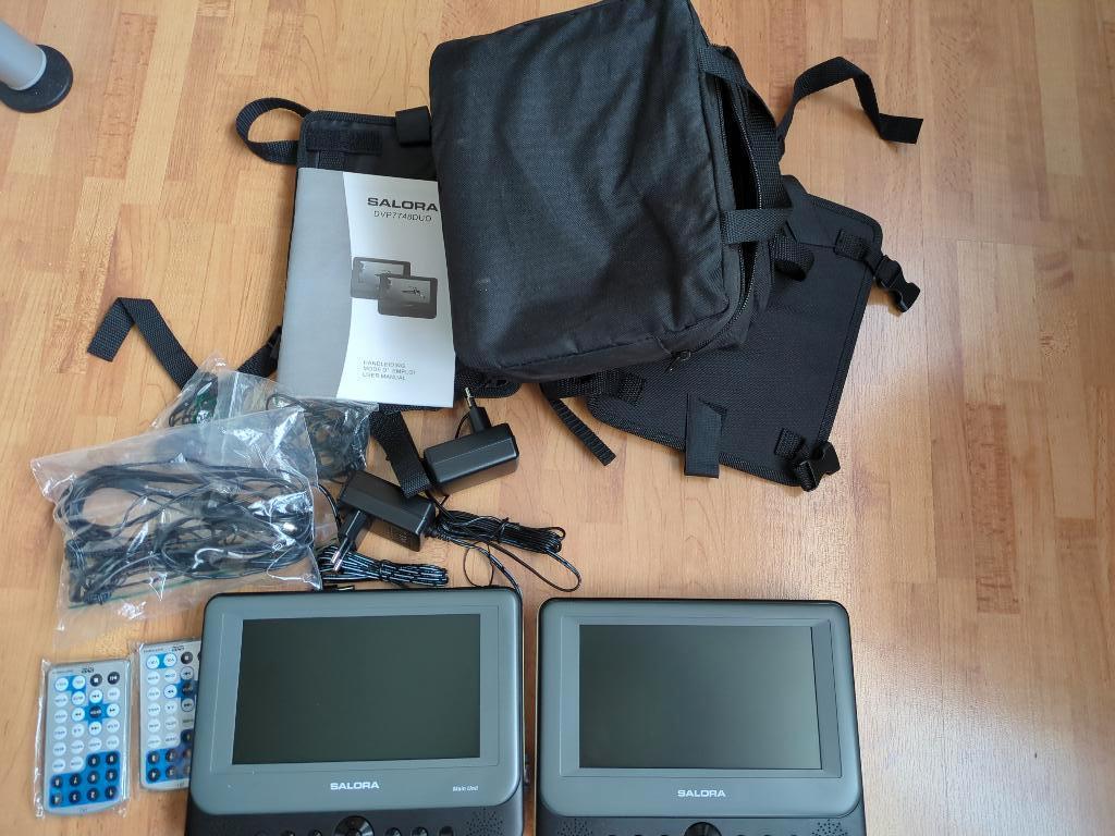 Salora DVP7748DUO Draagbare DVD speler  2 schermen, Gebruikt, Draagbaar, Ophalen, Overige merken